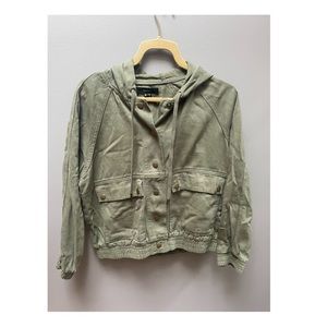 Forever 21 olive green hooded denim jacket